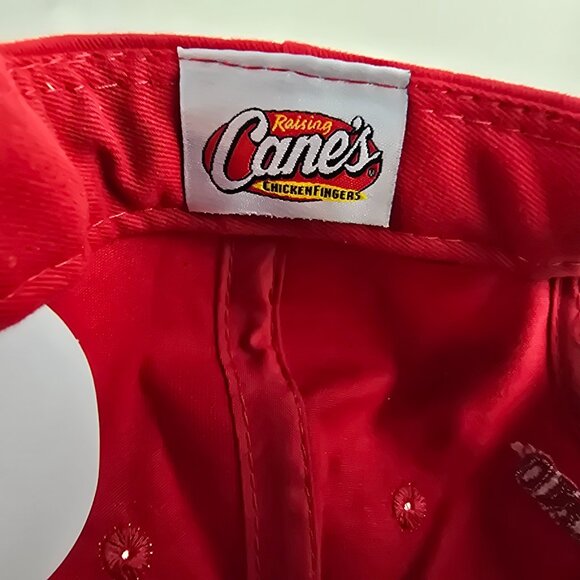 Raising Canes Hat Red Adjustable Chicken Fingers Restaurant Employee Promo Cap - Picture 9 of 9